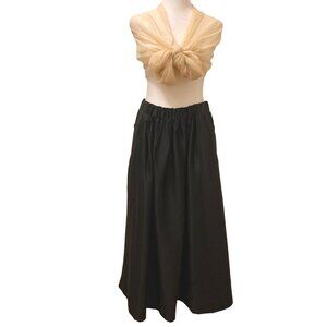 Campfire Rose Black Taffeta Skirt – Ankle Length, Side Pockets, Size L